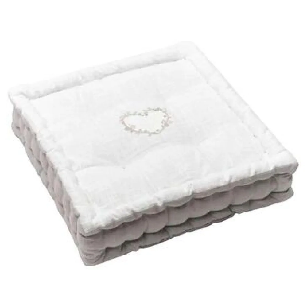 Párnák Today Coussin de sol Charme blanc brodé