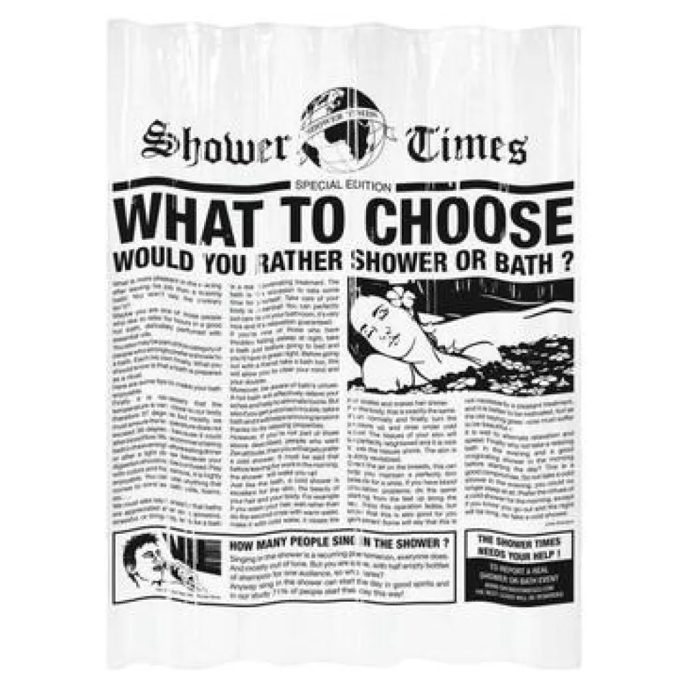 Függönyök és árnyékolók Gelco Rideau de douche Gazette noir 180 x 200 cm