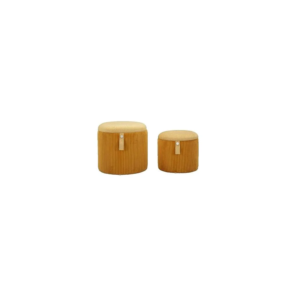 Puffok Atmosphera Poufs Luxe contemporain jaune moutarde lot de 2