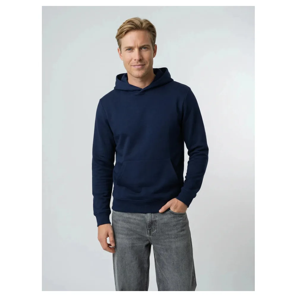 Sweat à capuche bleu marine Made in France | Taille: L | Matériel: Coton organique | Couleur: bleu marine