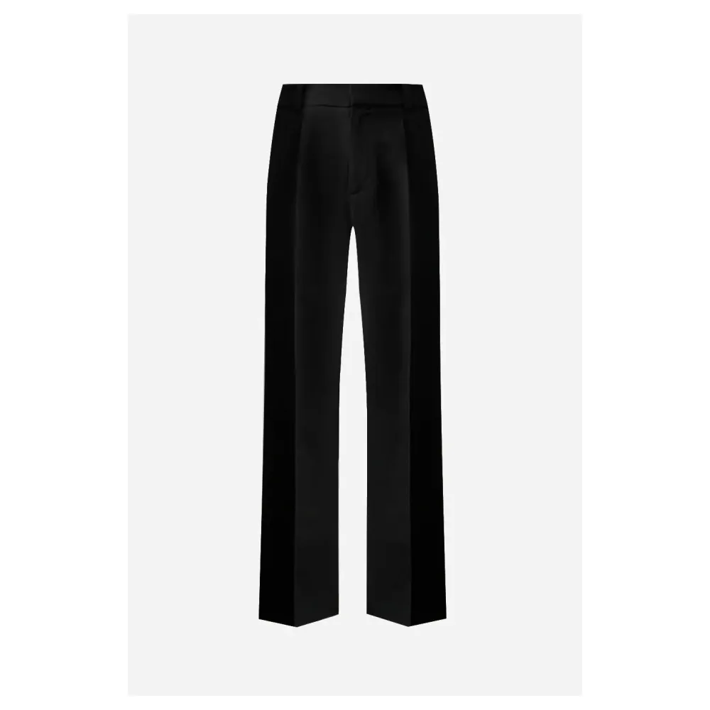 Pantalon taille haute plissé en laine froide épaisse de fabrication française | Taille: Il 44 / fr 38 / US 28 / XS | Couleur: Noir | Matériel: Laine