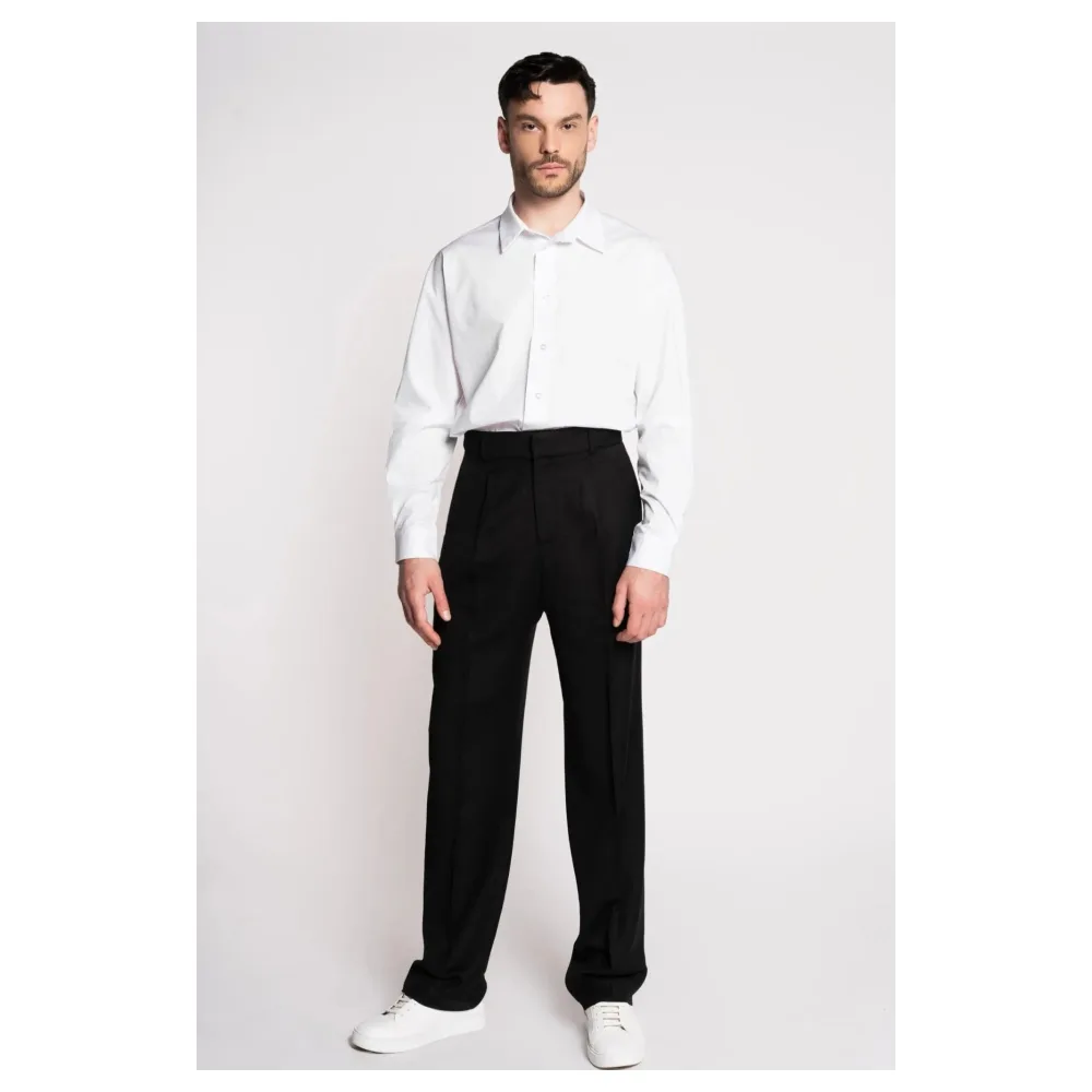 Pantalon taille haute plissé en laine froide épaisse de fabrication française | Taille: Il 44 / fr 38 / US 28 / XS | Couleur: chameau | Matériel: Laine – Bild 4