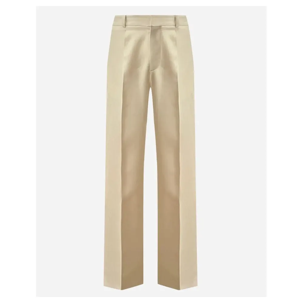 Pantalon taille haute plissé en laine froide épaisse de fabrication française | Taille: Il 46 / fr 40 / US 30 / s | Couleur: Beige | Matériel: Laine