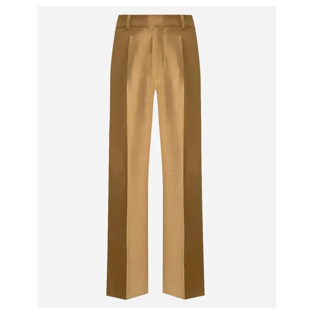 Pantalon taille haute plissé en laine froide épaisse de fabrication française | Taille: Il 48 / fr 42 / US 32 / m | Couleur: chameau | Matériel: Laine