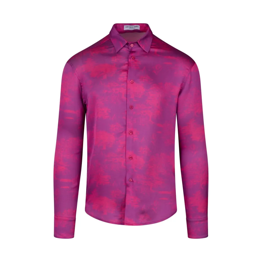 Chemise en soie avec imprimé de savane - Made en France | Taille: M | Couleur: Rose | Matériel: Soie