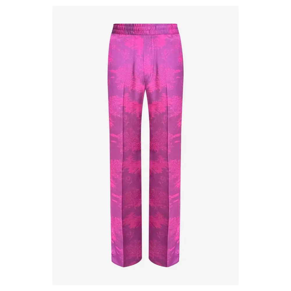 Pantalon Imprimé Savane 100% Soie Fabrication Française | Taille: M | Couleur: Rose | Matériel: Soie – Bild 4