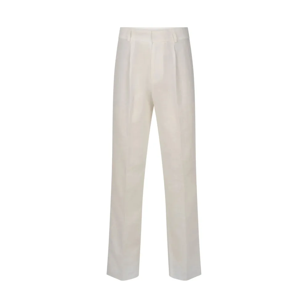 Pantalon plissé en lin blanc | Taille: IT 48 / FR 42 / US 32 / M