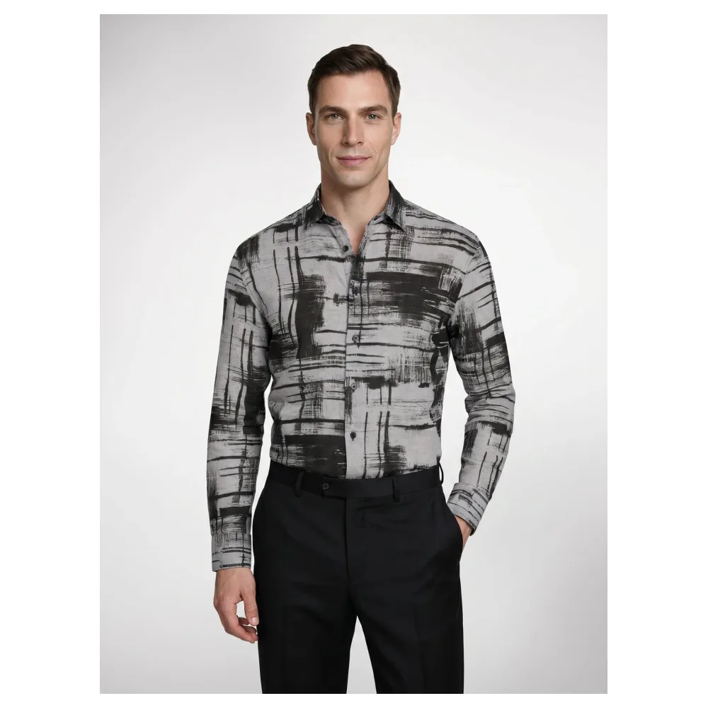 Chemise en lin Geometric Harmony | Taille: XS