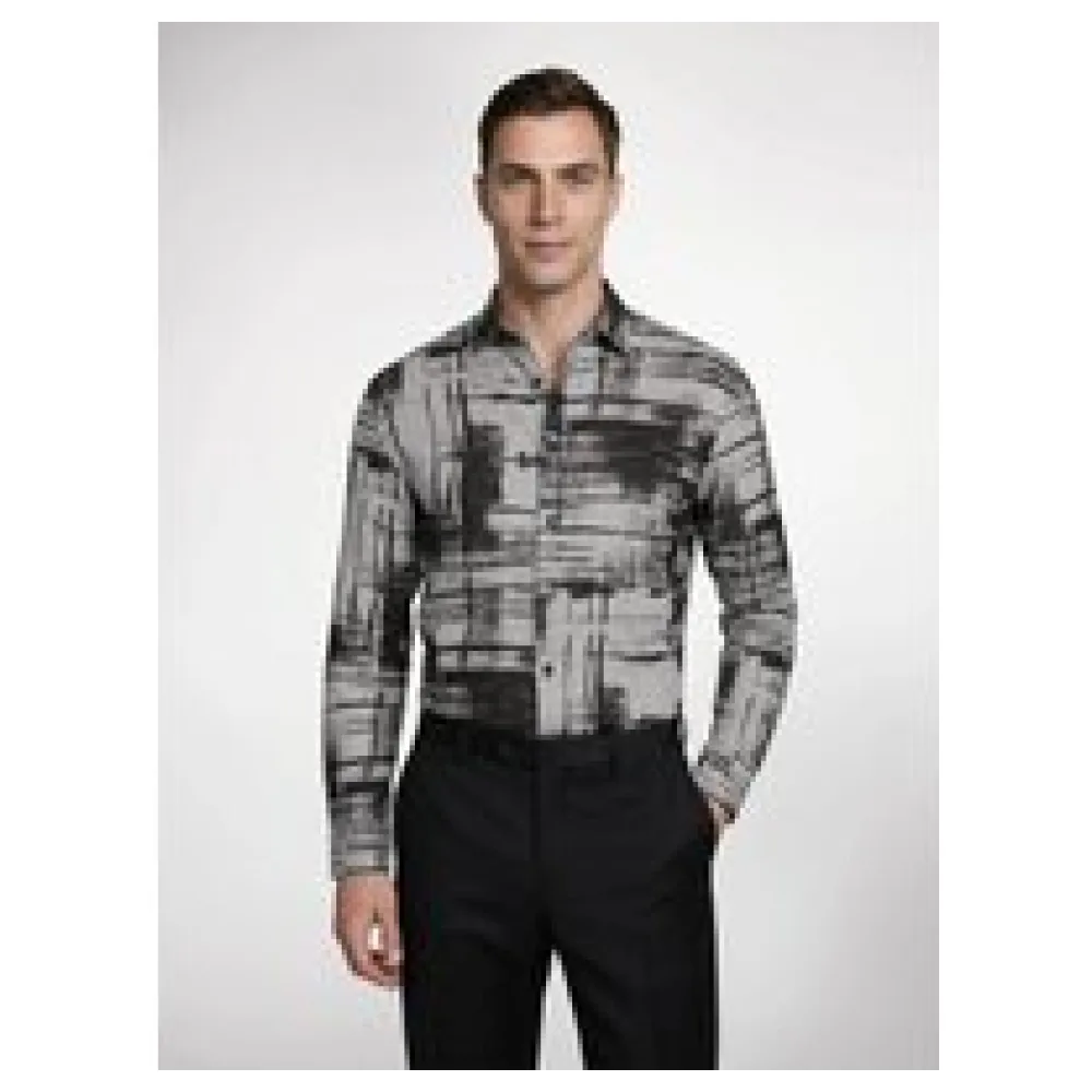Chemise en lin Geometric Harmony | Taille: M – Bild 2