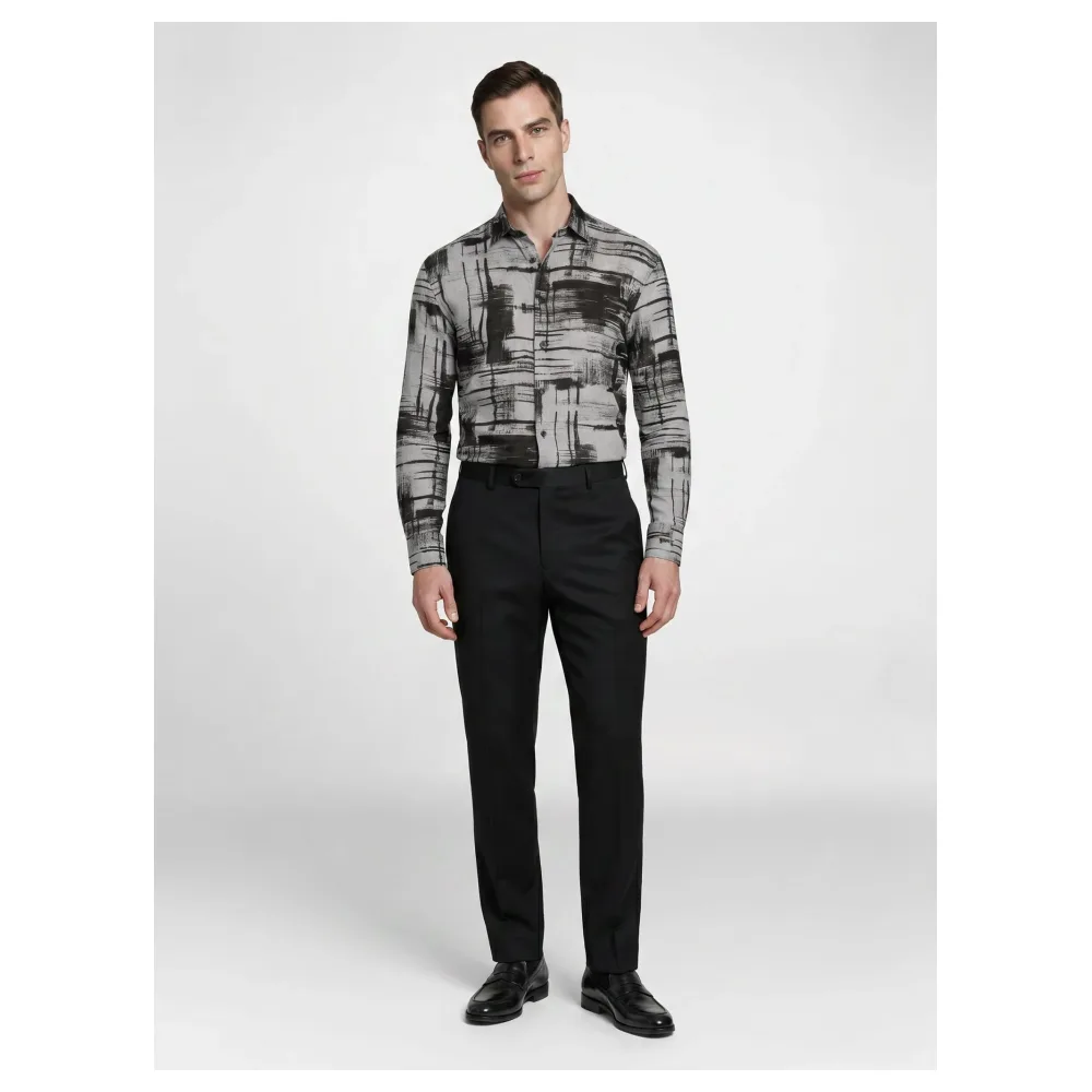 Chemise en lin Geometric Harmony | Taille: M – Bild 4