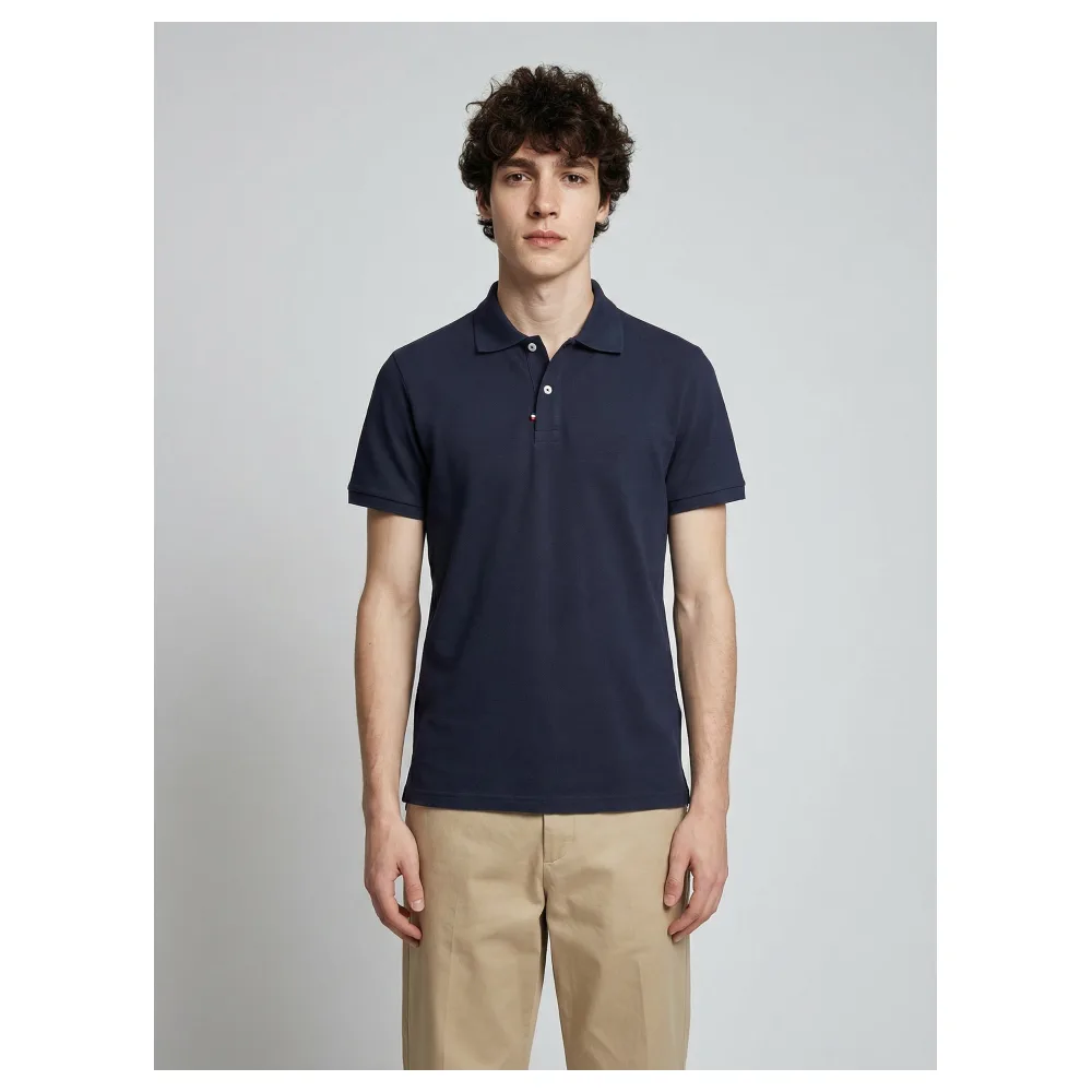 Polo en coton biologique bleu marine - Fabriqué en France | Taille: M