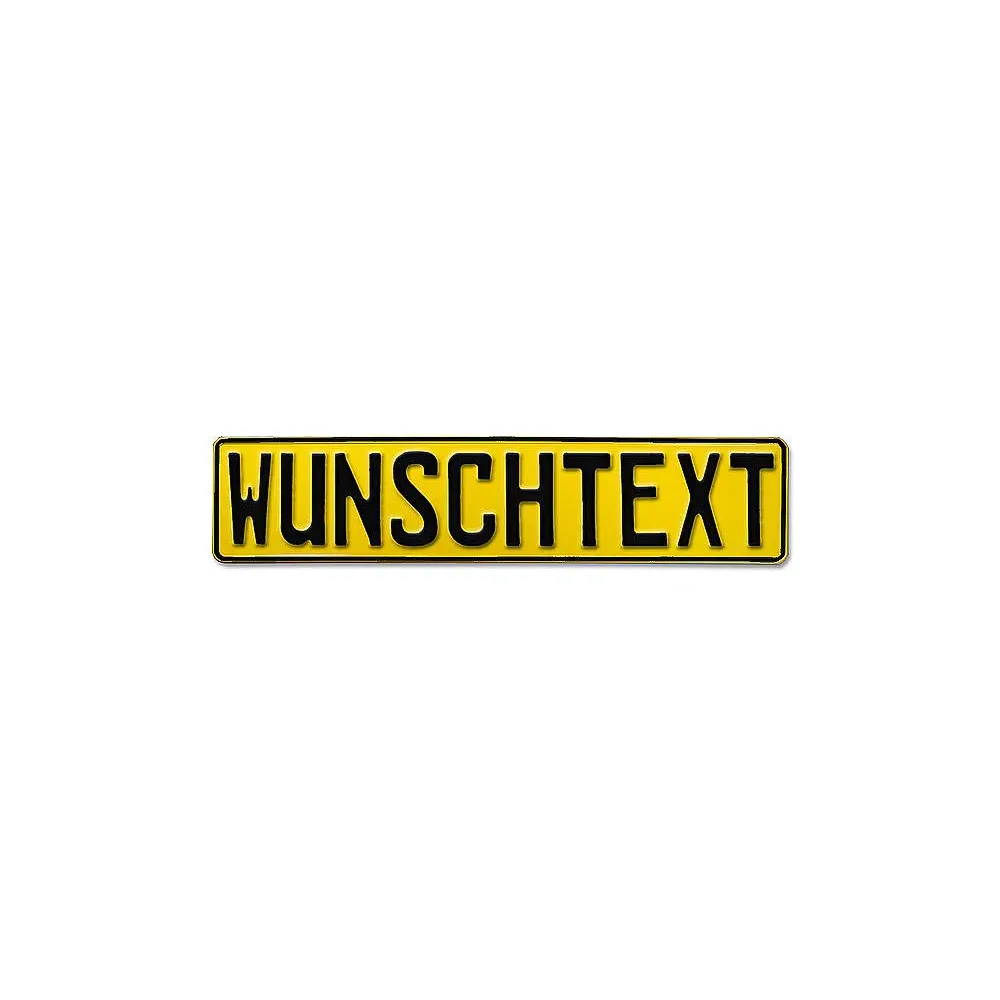 Prägung - Deutsches Kennzeichen mit Wunschtext 1-farbig gelb