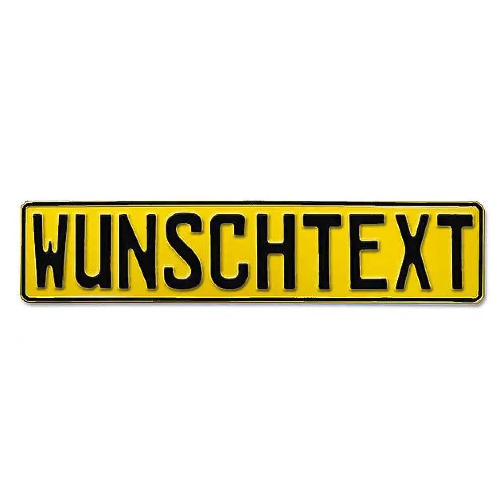 Prägung - Deutsches Kennzeichen mit Wunschtext 1-farbig gelb