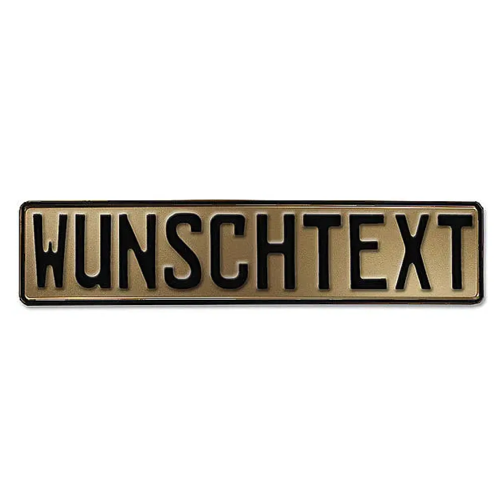 Prägung - Deutsches Kennzeichen mit Wunschtext 1- metallic gold