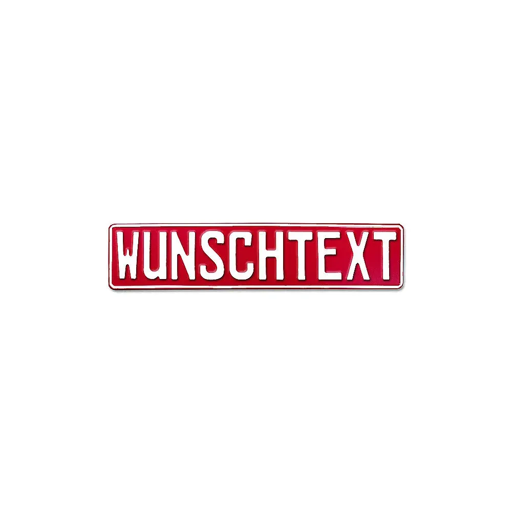 Prägung - Deutsches Kennzeichen mit Wunschtext rot