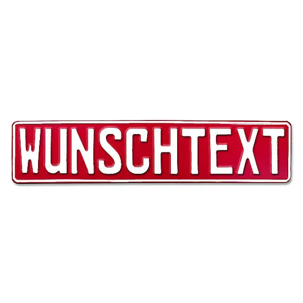 Prägung - Deutsches Kennzeichen mit Wunschtext rot