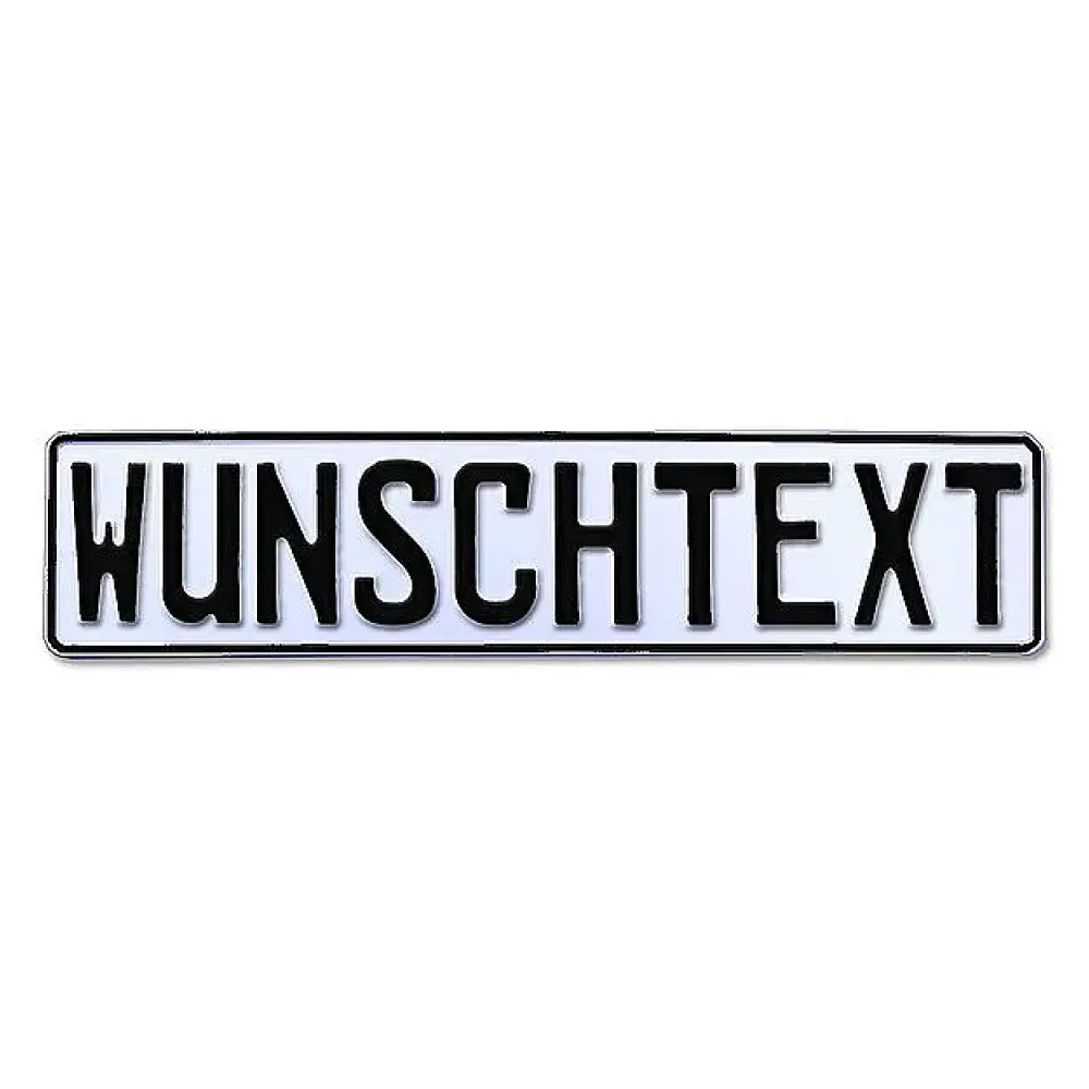 Geprägtes Kennzeichen weiß mit Wunschtext