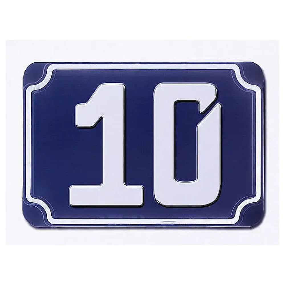 Blaue geprägte zweistellige Hausnummer 10