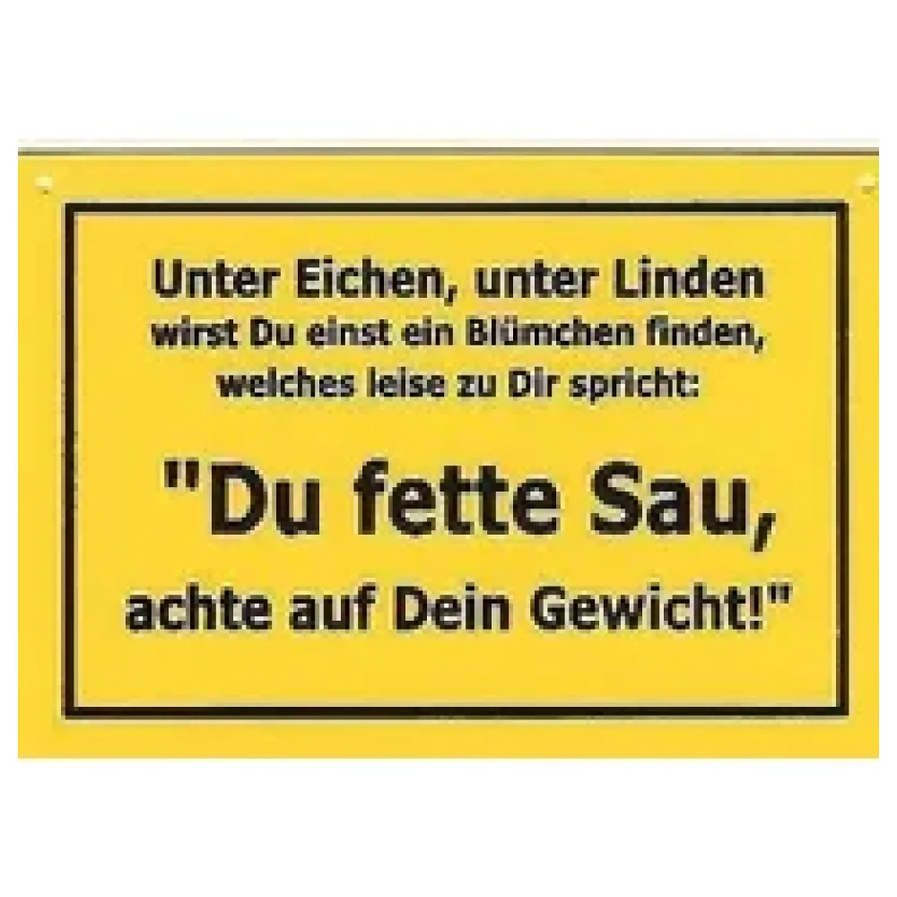 Schild als Postkarte mit Spruch: Du fette Sau – Bild 2