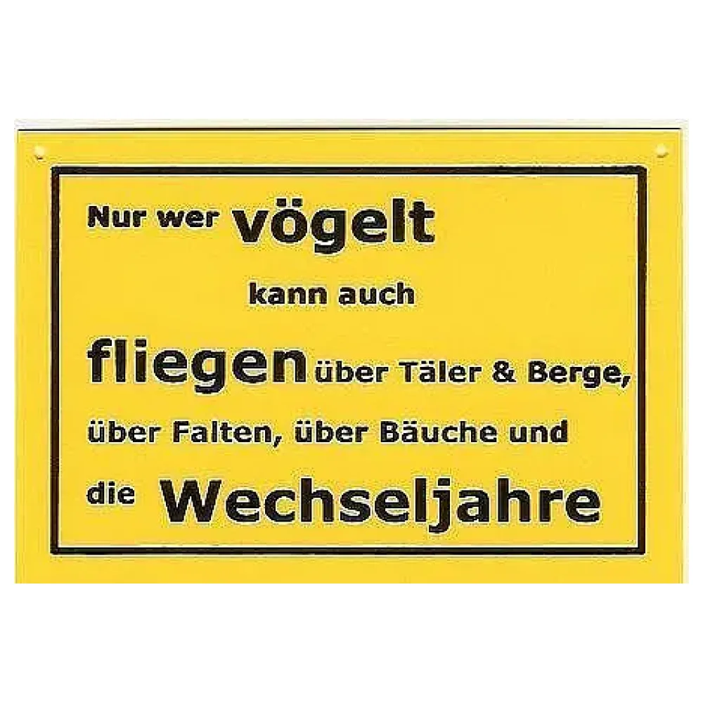 Schild als Postkarte mit Spruch: Nur wer vögelt kann ...