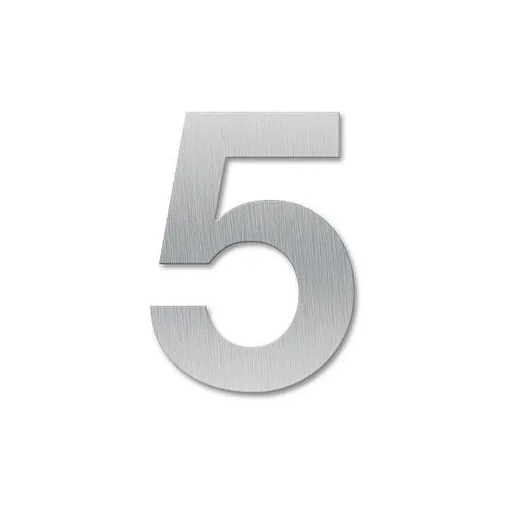 Hausnummer 5 - Schriftart Klassik aus Edelstahl