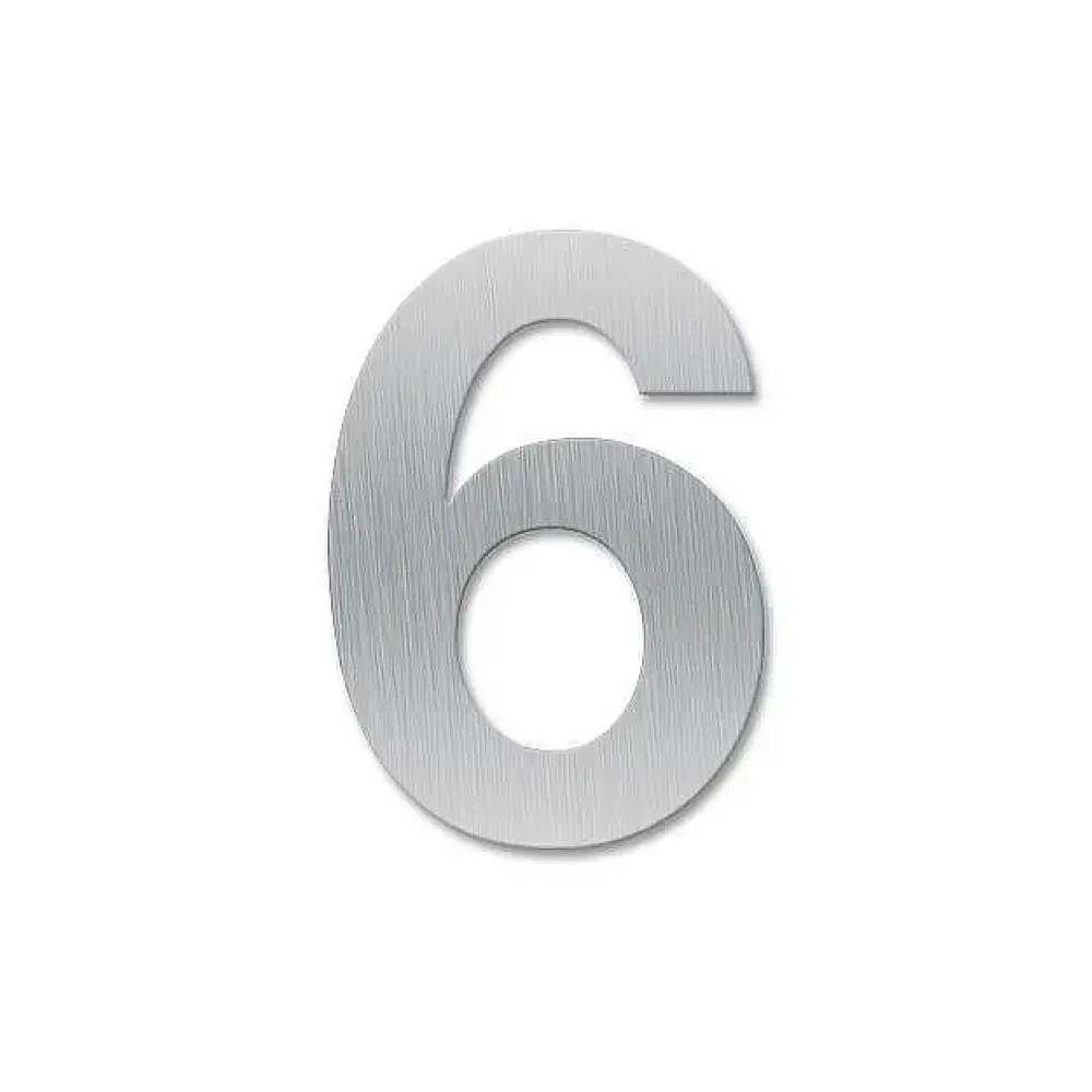 Hausnummer 6 - Schriftart Klassik aus Edelstahl
