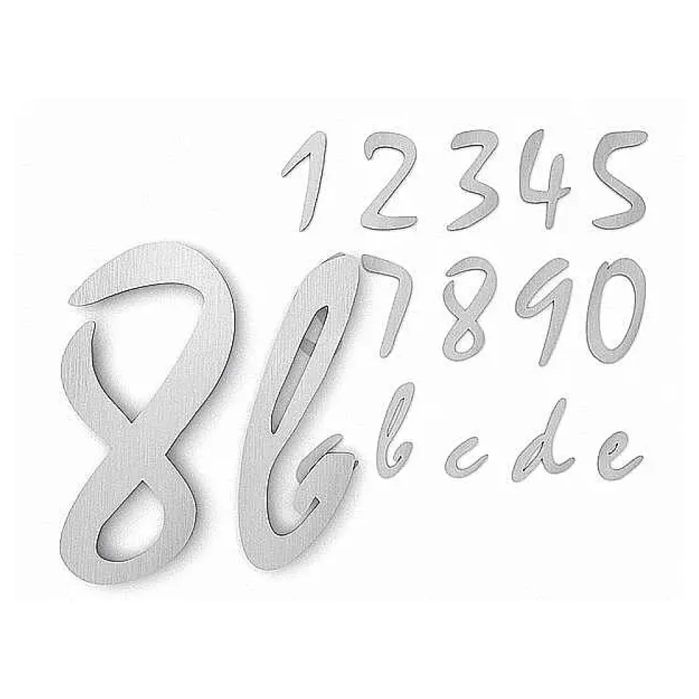 Hausnummern aus Edelstahl in mehreren Größen Schrift Staccato
