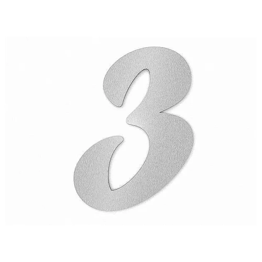 Edelstahl Hausnummer Ziffer 3 in Forte Schrift