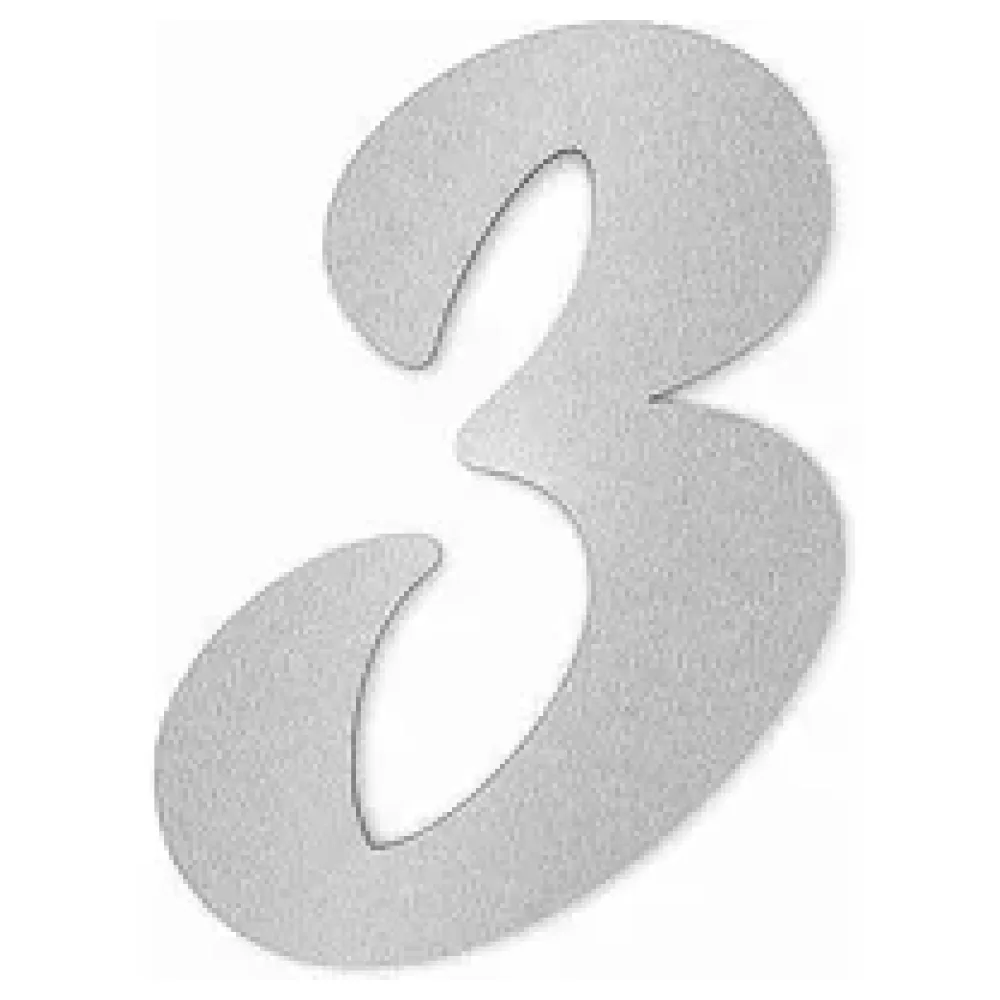 Edelstahl Hausnummer Ziffer 3 in Forte Schrift – Bild 2