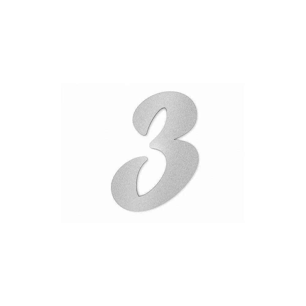 Edelstahl Hausnummer Ziffer 3 in Forte Schrift