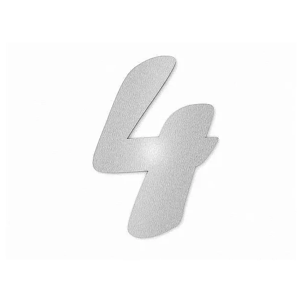 Edelstahl Hausnummer Ziffer 4 in Forte Schrift