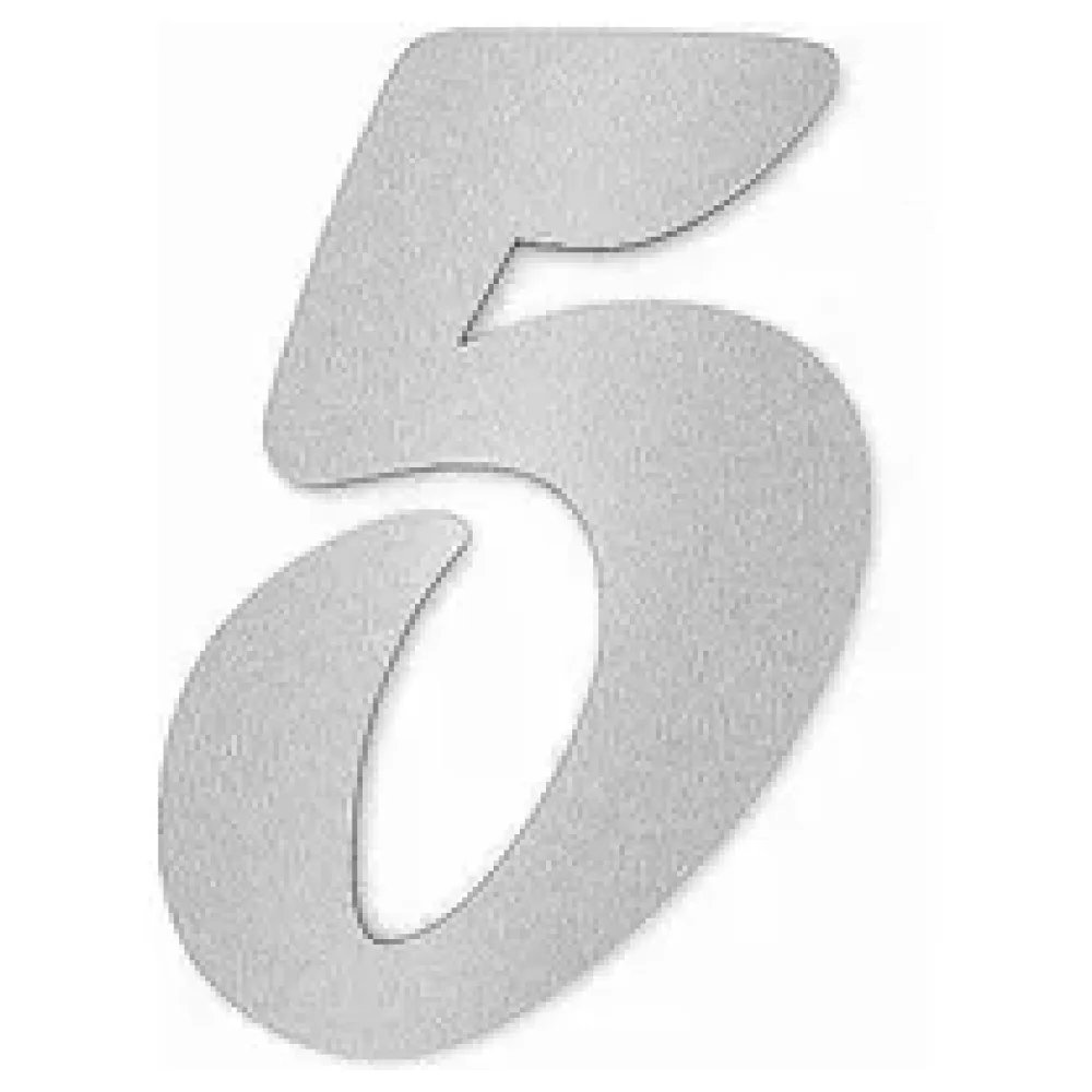 Edelstahl Hausnummer Ziffer 5 in Forte Schrift – Bild 2