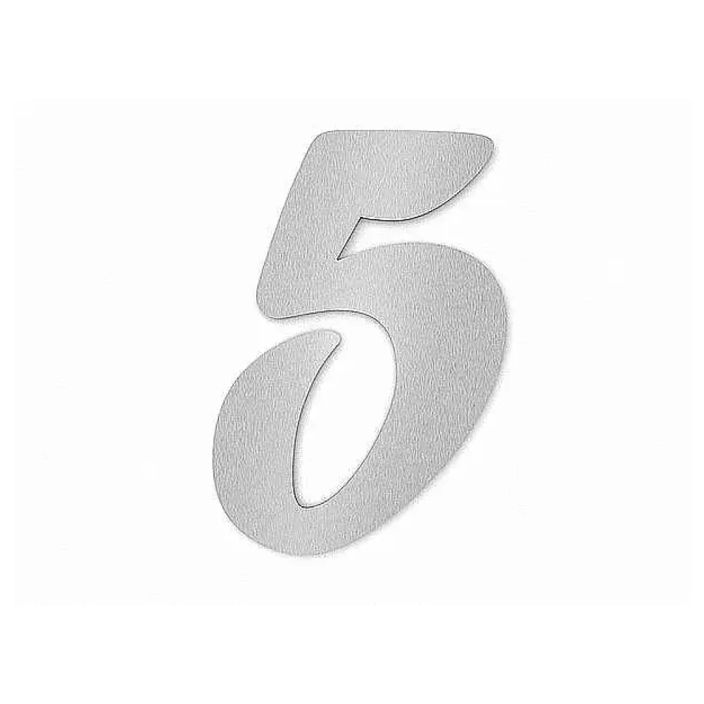 Edelstahl Hausnummer Ziffer 5 in Forte Schrift