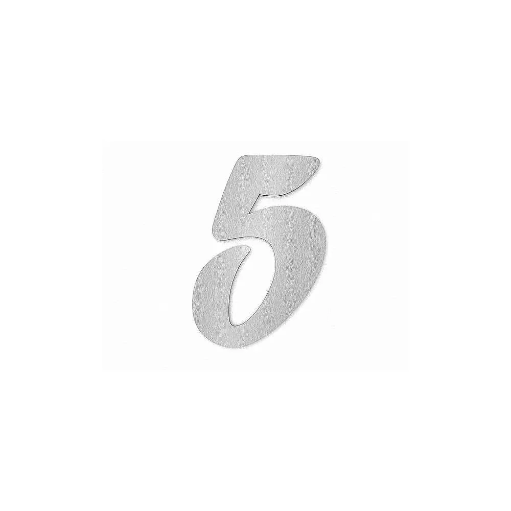 Edelstahl Hausnummer Ziffer 5 in Forte Schrift