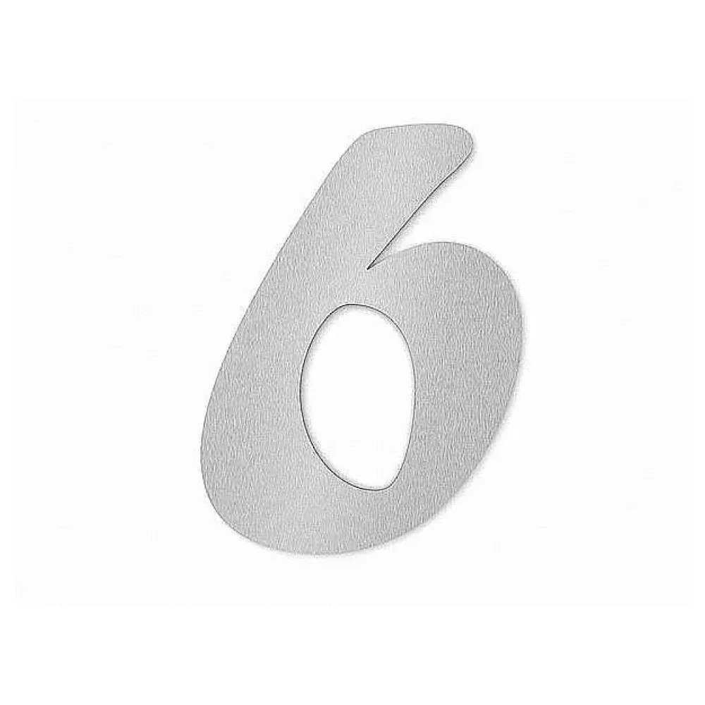 Edelstahl Hausnummer Ziffer 6 in Forte Schrift