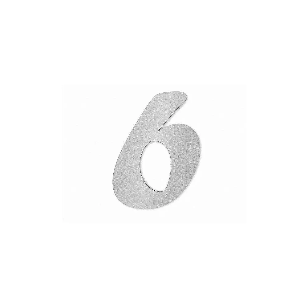 Edelstahl Hausnummer Ziffer 6 in Forte Schrift