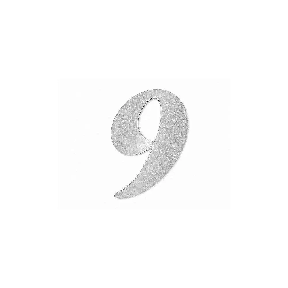 Edelstahl Hausnummer Ziffer 9 in Forte Schrift