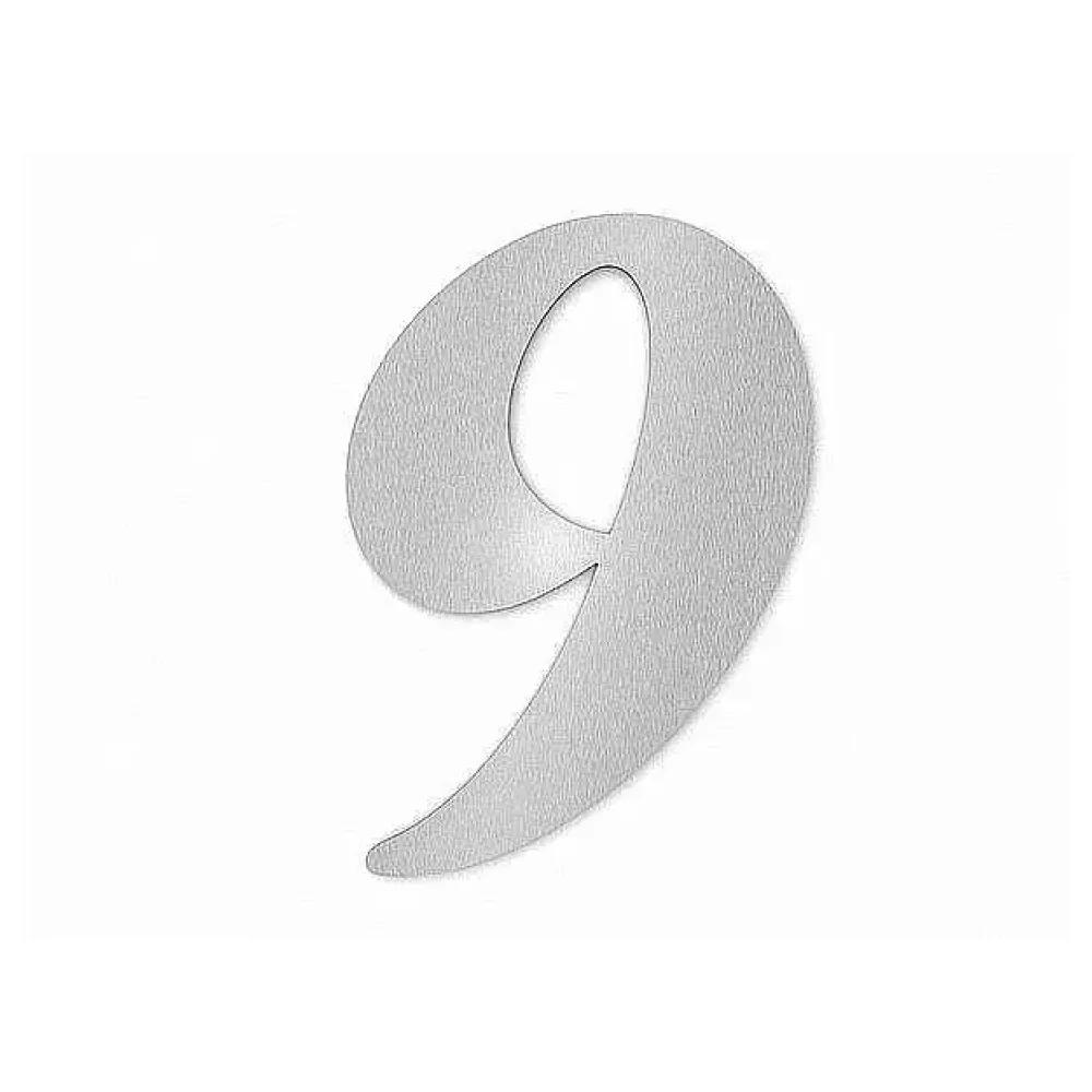 Edelstahl Hausnummer Ziffer 9 in Forte Schrift