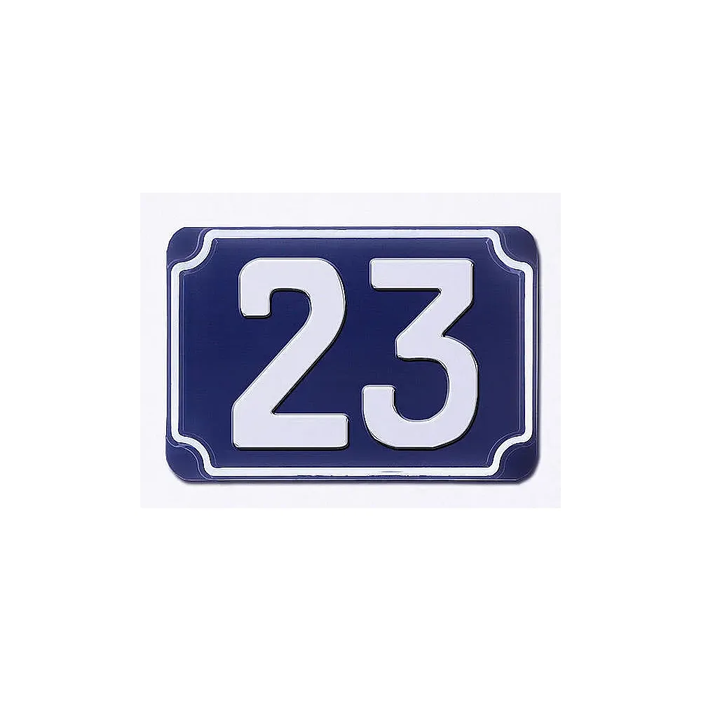 Blaue geprägte zweistellige Hausnummer 23