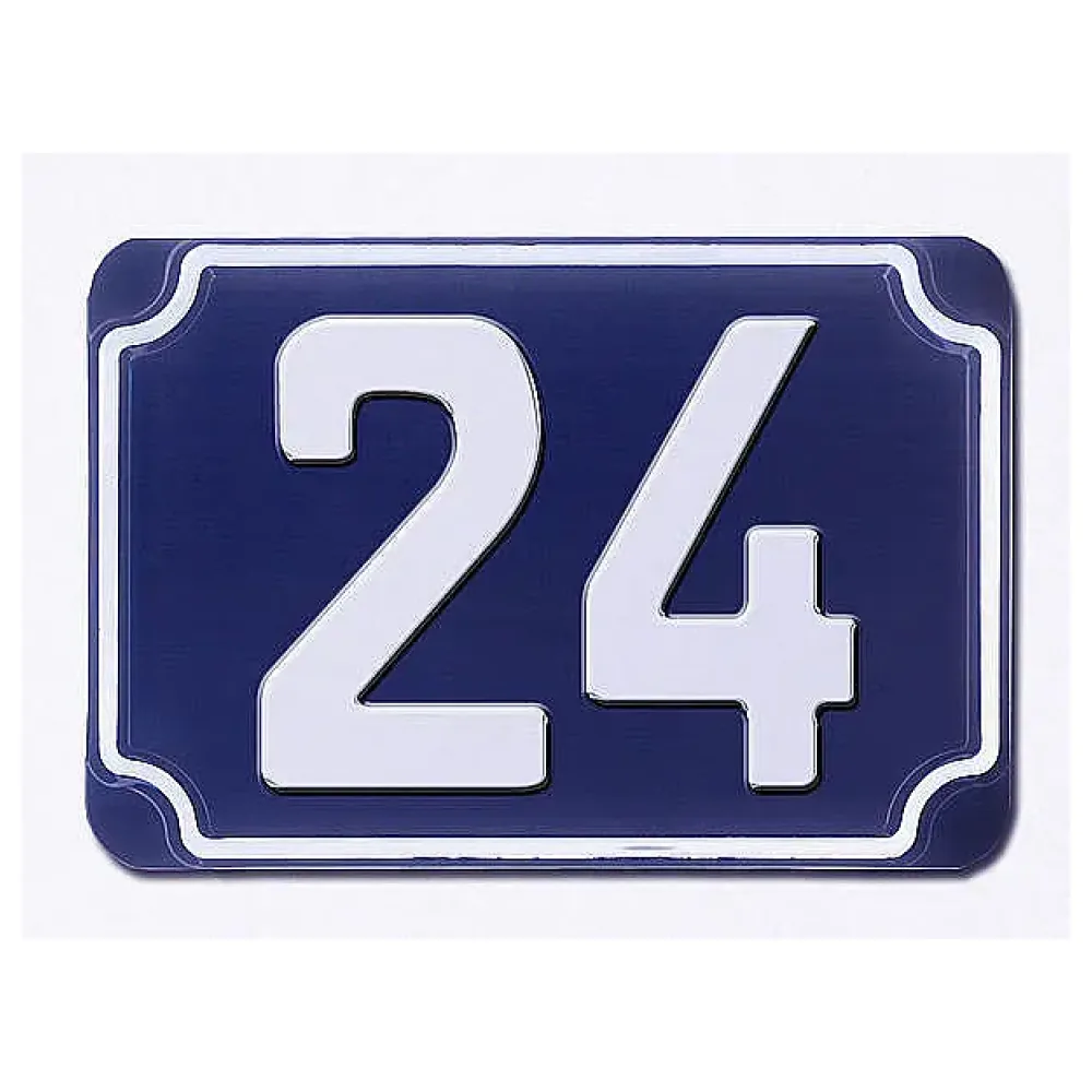 Blaue geprägte zweistellige Hausnummer 24