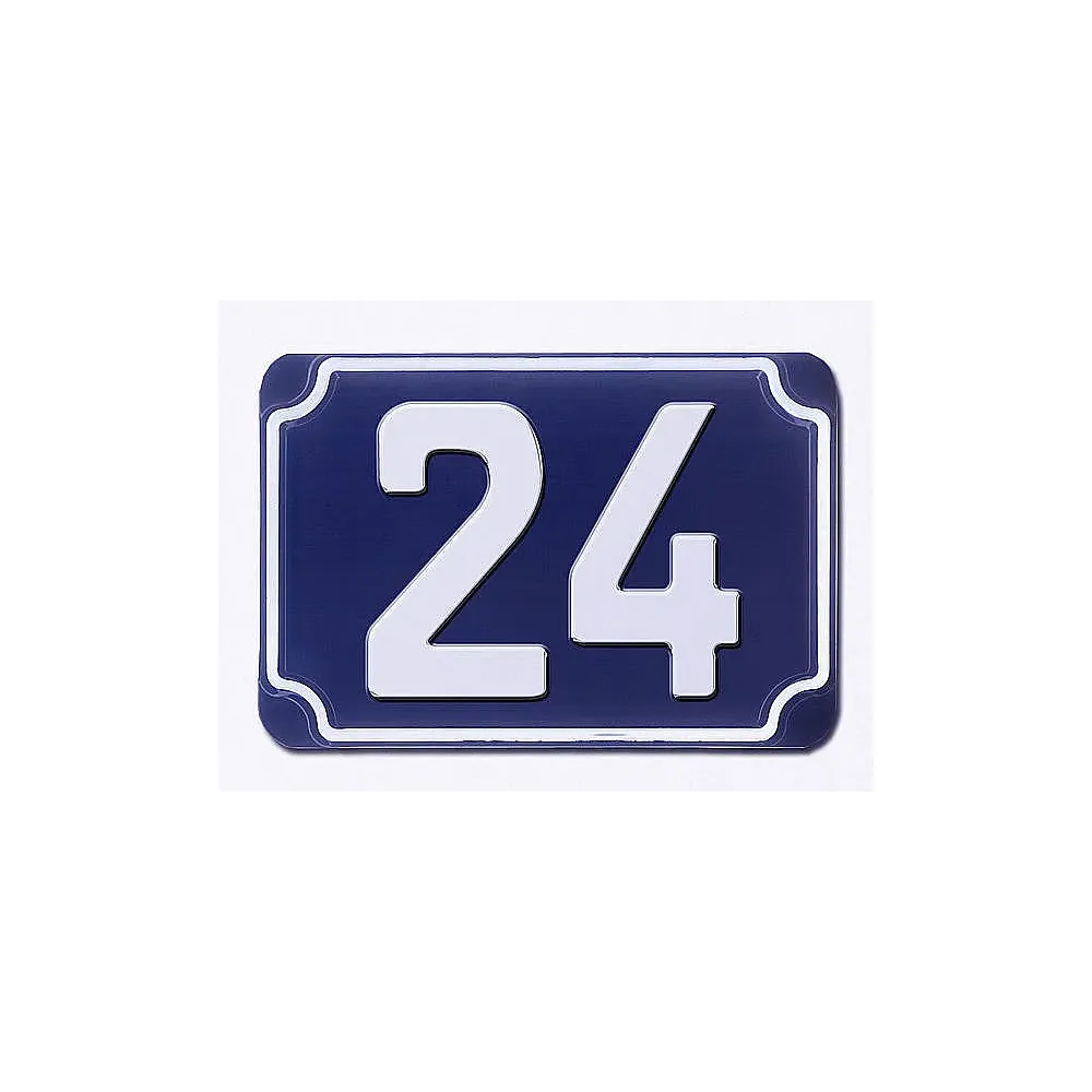 Blaue geprägte zweistellige Hausnummer 24