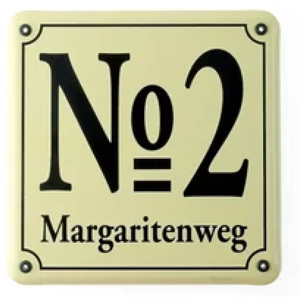 Emaille-Hausnummer mit Straßenname 21 x 21 cm | weitere Farben – Bild 2
