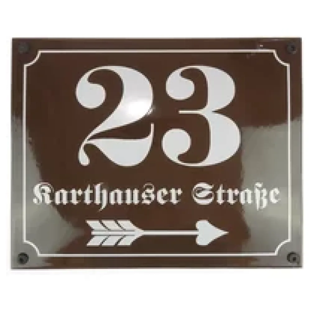 Emaille-Hausnummer mit Straßenname und Pfeil 25 x 20 cm | weitere Farben – Bild 2