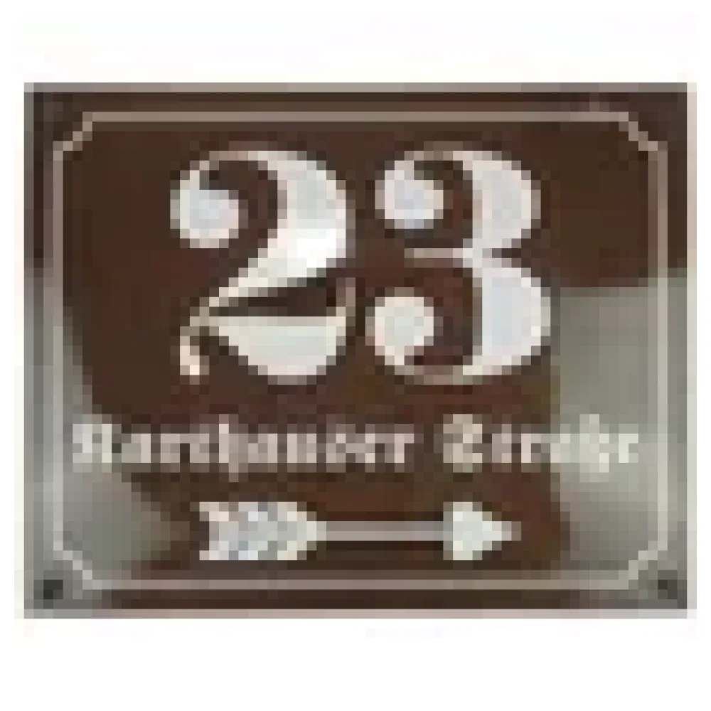 Emaille-Hausnummer mit Straßenname und Pfeil 25 x 20 cm | weitere Farben – Bild 3