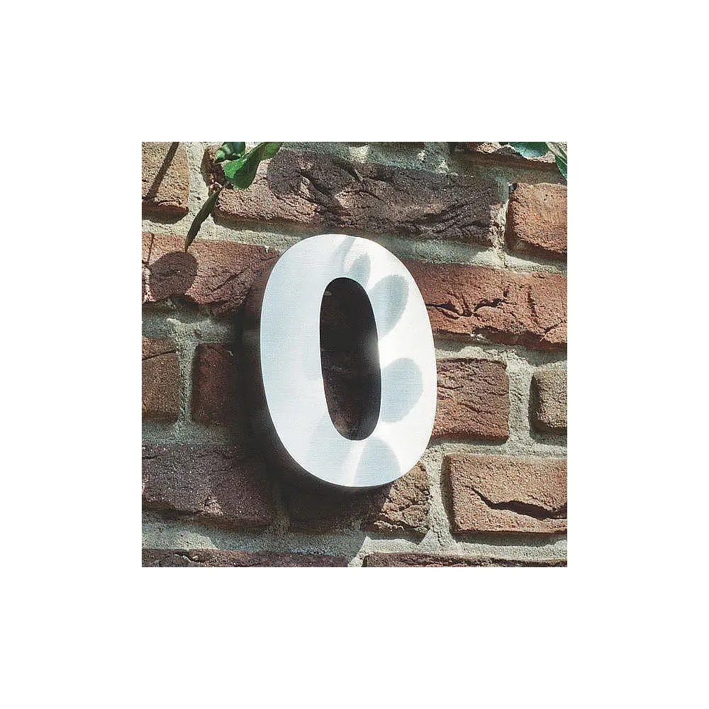 3D Hausnummer 0 aus Edelstahl - Höhe 16 cm Tiefe 3 cm