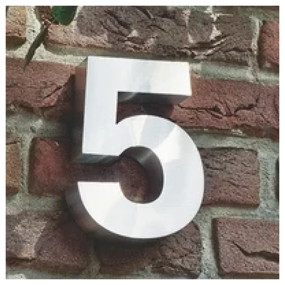 3D Hausnummer 5 aus Edelstahl - Höhe 16 cm Tiefe 3 cm – Bild 2