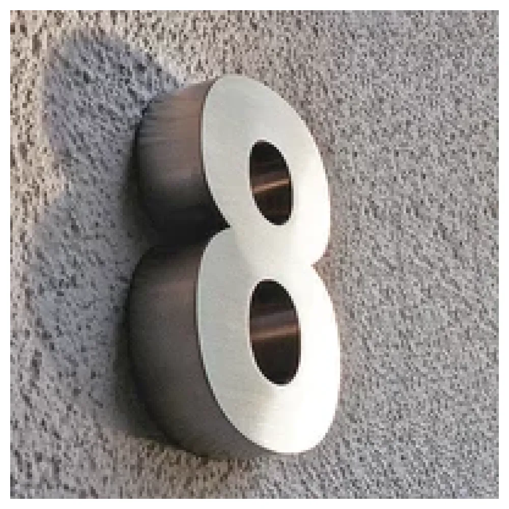 3D Hausnummer 8 aus Edelstahl - Höhe 16 cm Tiefe 3 cm – Bild 2
