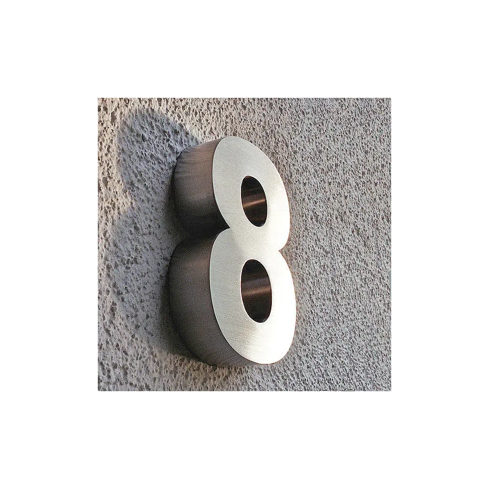 3D Hausnummer 8 aus Edelstahl - Höhe 16 cm Tiefe 3 cm