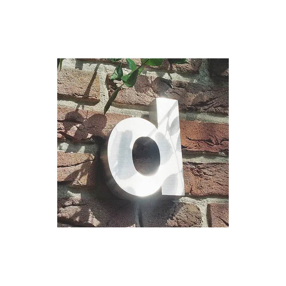 3D Kleinbuchstabe d aus Edelstahl - Höhe 16 cm und Tiefe 3 cm