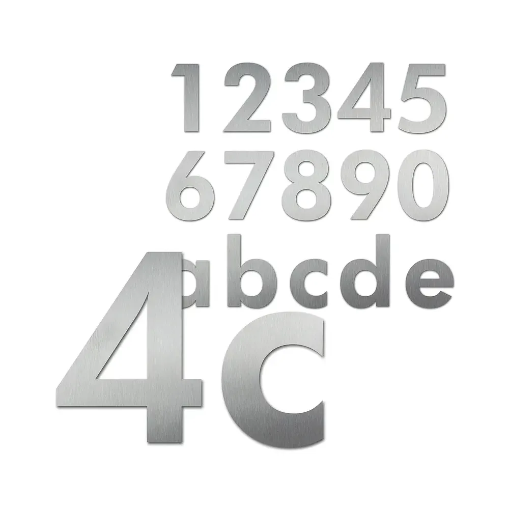 Edelstahl Hausnummer in mehreren Größen Schrift Futura